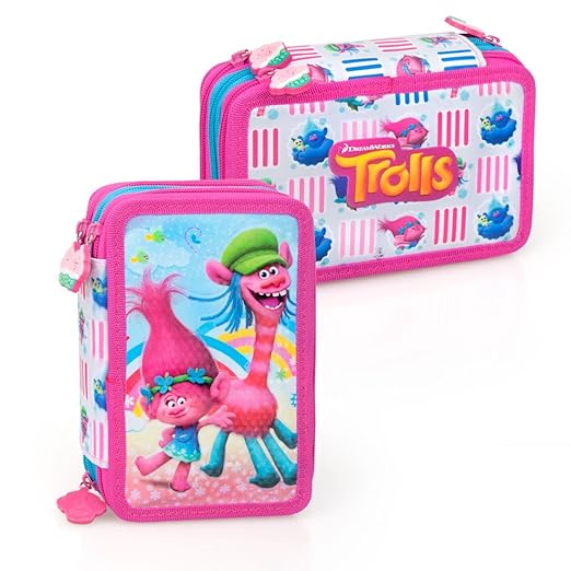 title=Trolls 41224 Astuccio, 3 Scomparti, Pennarelli, Pastelli, Accessori Scuola 44