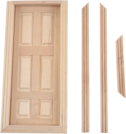 Amazon ドールハウス木製ドア Sodial R 1 12ドールハウスミニチュア 6パネルインテリア木製ドアdiy ウッドカラー 家具 おもちゃ