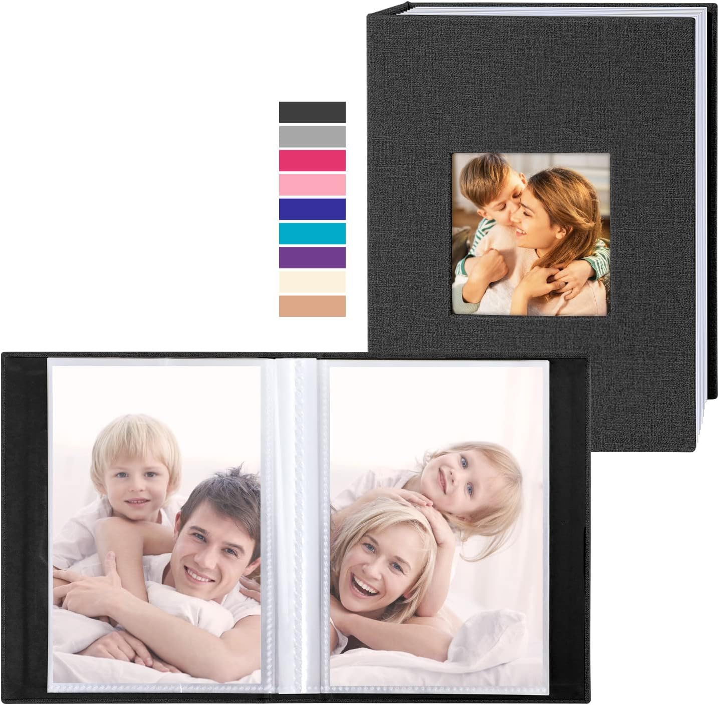 Photo Albums, Frames & Accessories - Ywlake Photo Album 4x6 100 Pockets 2 Packs, Small Mini Capacity Linen Photo Album Bulk Sets, Each Pack Holds 100 Top Loader Vertical Only Picture for Kids Boy Girls Black