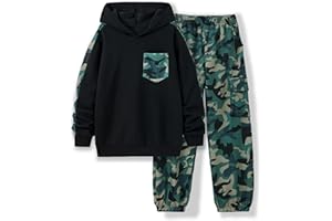 mksodopy Boys Clothes Boy Outfits 2-Piece Long Sleeve Hoodie and Camouflage Pants Boys Clothing for 6-16 Years