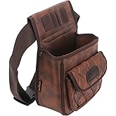 Tourbon Vintage Leather Trap Shooting Bag Ammo Storage Shell Pouch 50+