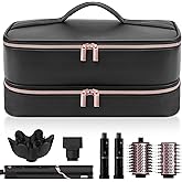 Travel Hair Dryer Case for Shark Flexstyle, Double-Layer Carrying Case for Shark Flex Style Blow Dryer, Portable Hair Tools Storage Organizer Bag for Shark Beauty Hairdryer Attchments(Black Rose Gold)
