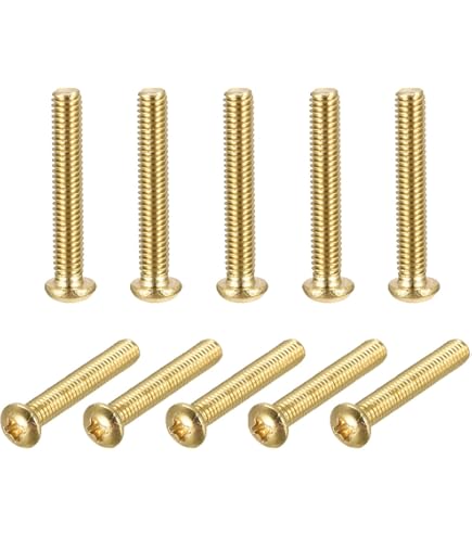 M4 (4mm X 12mm) - Pack Of 50 - DIN 7985 - Brass Phillips Pan Head Machine Screws - E03C