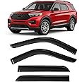 2011-2019 Tape-On Side Window Deflector Visors for Ford Explorer Base XLT Limited Sport Platinum Dark Tinted Rain Guards 2012 2013 2014 2015 2016 2017 2018