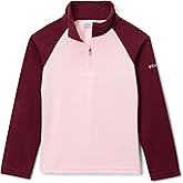 Columbia Youth Glacial Fleece Half Zip, Satin Pink/Rich Wine, Small