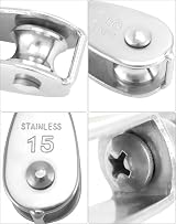 QWORK 12Pcs M25 Single Pulley Block 304 Stainless 360° Swivel Ø6mm Wire 35kg view 5