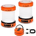 THORFIRE Collapsible Camping Lantern Rechargeable, Hand Crank Lantern Flashlight with 4 Light Modes, Portable LED Camping Lanterns for Power Outage, Hiking, Emergency, Fishing, Tent Light (2 Pack)