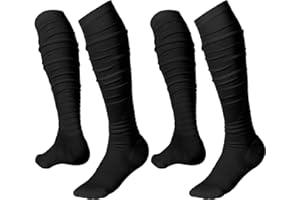 Chuarry 2 Pairs Scrunch Football Socks Non Slip Men Extra Long Soccer Socks Over The Knee Athletic