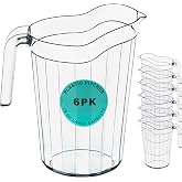 DecorRack 6 Pack 75 oz Polycarbonate Pitchers, Beverage Dispenser
