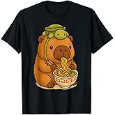 Capybara Anime Ramen Turtle Funny Graphic Kawaii Capibara T-Shirt