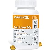 Formula IQ - Cod Liver IQ - Cod Liver Oil Softgels - Natural Source of Vitamins A & D and Omega-3 Fatty Acids - Heart, Liver & Immune Health - 100 Softgels