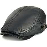 VOBOOM Men Women Adjustable Genuine Leather Ivy Cap Newsboy Hat