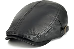 VOBOOM Men Women Adjustable Genuine Leather Ivy Cap Newsboy Hat
