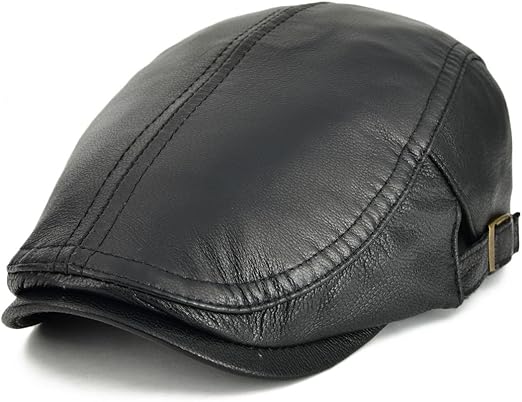 black leather ivy cap