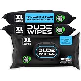DUDE Wipes Unscented Adult Flushable Wet Wipes, Sensitive Skin, 144 Count | Fragrance free XL flushable butt wipes. Septic safe, plastic-free wipes. Hypoallergenic, vitamin E, and aloe. 3 packs of 48.