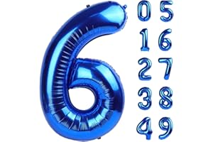UPGESY Navy Blue Jumbo Number 6 Balloon 40 Inch, Boy Girl 6th Birthday Supplies, Foil Helium 6 16 26 46 66 Birthday Giant Balloon, Mylar Blue Number Balloons Anniversary Decorations