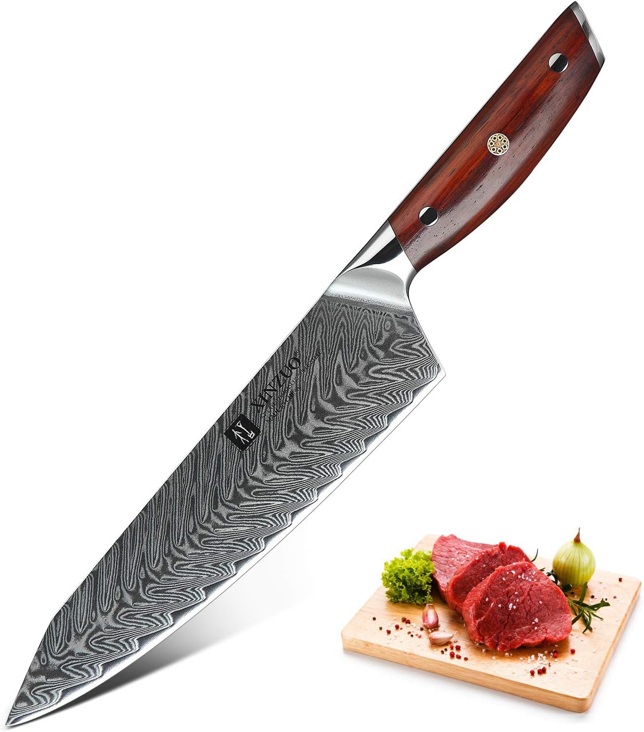 XINZUO 8.3 Inch Damascus Steel Kiritsuke Chef Knife, Japanese Super