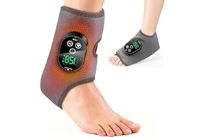 Heated Ankle Brace, Foot Massager for Women and Men, Cordless Ankle Heating Pad with 6 Heat Levels and 3 Vibration Modes for 