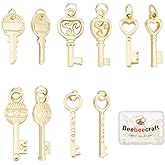 Beebeecraft 20Pcs 5 Style Key Charms 18K Gold Plated Skeleton Key Set Charms Pendants Craft Supplies for DIY Bracelet Jewelry Finding Making