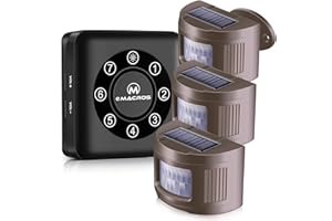 eMACROS Pairable 1/2 Mile Long Range Solar Wireless Driveway Alarm Indoor Outdoor Weatherproof Motion Sensor&Detector Security Alert System (2021 New)