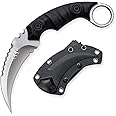 OOULORE Fixed Blade Knife, D2 Steel Blade, G10 Handle, Tactical EDC, Double Edged, Claw Knife, Utility for Outdoor Survival, Hiking, Camping with Kydex Sheath OK1212 (Black/Silver)