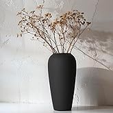 Rustic Ceramic Vase, 12.6" Black Farmhouse Tall Vase, Large Vintage Vases, Modern Terracotta Decor Vases for Home Decor, Living Room, Entryway, Table Centerpieces, Kitchen, Housewarming Gifts