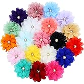 inSowni 20 Pack 9cm /3.5" Chiffon Flower Alligator Hair Clips Lined Duckbill Barrettes Hair Flower Bow Mexican Floral Hair Pins Accessories for Baby Girls Toddlers Kids Teens Women
