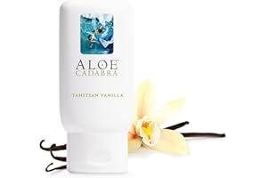 Aloe Cadabra Organic Flavored Personal Lubricant, Natural Edible Lube for Couples Pleasure, for Wonen & Men, Tahitian Vanilla, 2.5oz