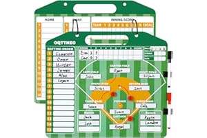 OQTTNEO Magnetic Baseball Clipboard for Coaches, Dry Erase Baseball Lineup Board with 10 Discs, 30 Lineup Cards & 2 Markers, Powerful Magnet Softball Lineup Board for Dugout Management (Double-Sided)