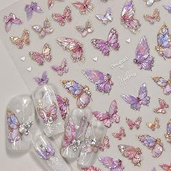 Butterfly Nail Art Stickers Decals Pink Butterfly
