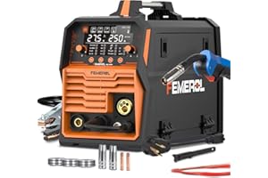 FEMEROL 250A MIG Welder,6 in 1 Gas MIG/Gasless Flux Core/Stick/Lift TIG/Spot Welding/Spool Gun Compatible Aluminum Welding Machine Large LED Display 110V/220V Multi Process Welder