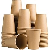 Lamosi 100 Count 12 oz Paper Cups, Disposable Kraft Paper Coffee Cups 12 Ounce for Hot/Cold Beverages, Water, Party, Picnic, Travel, Events