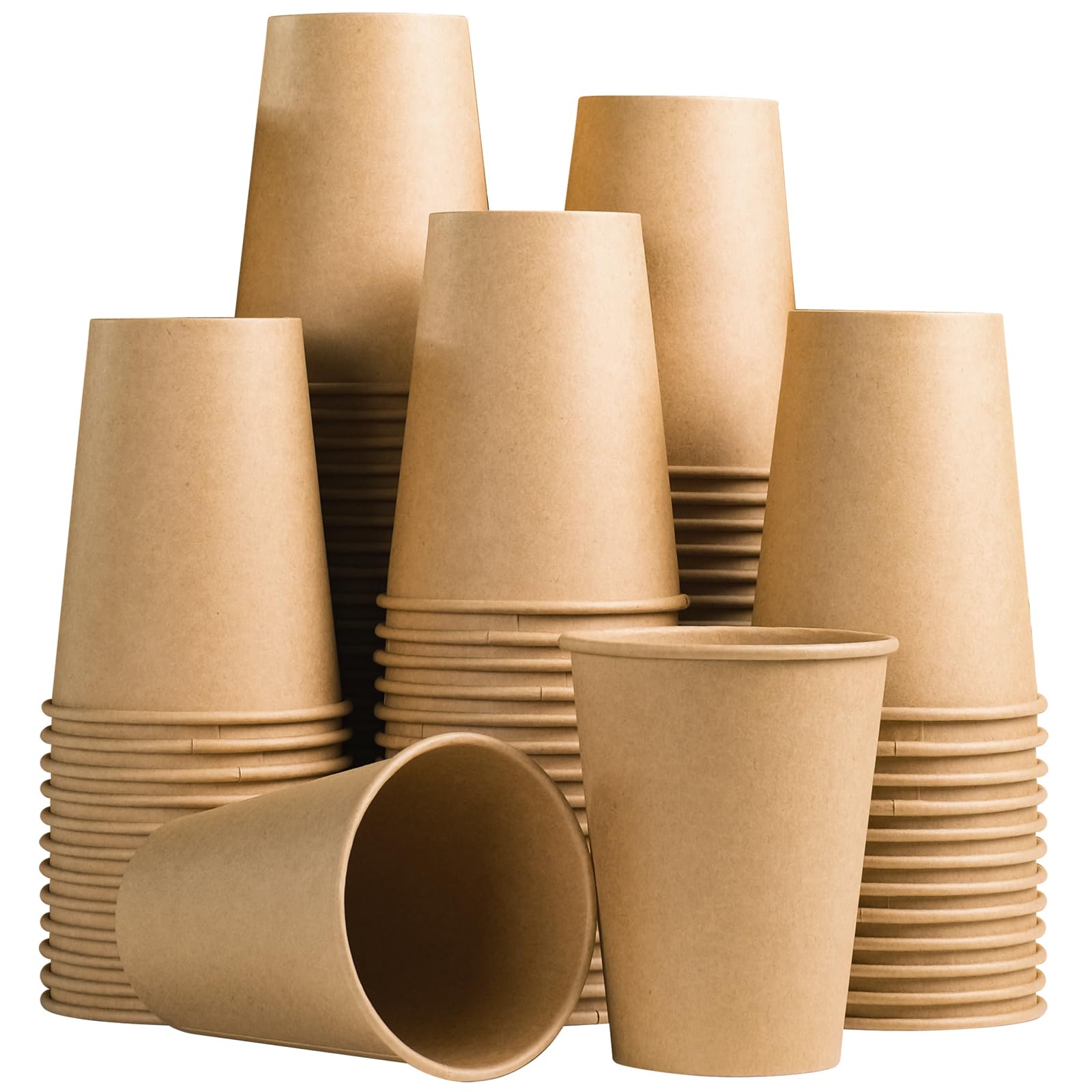 Photo 1 of Lamosi 100 Count 12 oz Kraft Paper Cups, Disposable Hot/Cold Paper Coffee Cups, 12 Ounce Beverages Cups, Water Cups for Party Picnic Travel and Events