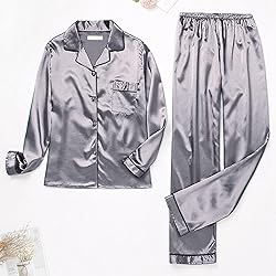 Womens Satin Pajamas Set Long Sleeve Sleepwear