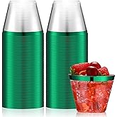 Norme 50 Pcs Plastic Cups 9 oz Rimmed Plastic Cups Heavy Duty Wine Glasses Cocktail Glasses Drinking Tumblers for Valentine's Day, Easter, Weddings, Birthdays Parties(Green)