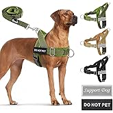SlowTon No Pull Dog Harness and Leash Set - Heavy Duty, Soft Padded | Neck &amp; Chest Adjustable, Tactical Pet Vest with Front Clip for Large Medium Sized Dogs, for Easy Walk &amp; Training, Green L