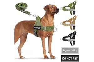SlowTon No Pull Dog Harness and Leash Set for Large Medium Dogs, Soft Padded Adjustable Dog Vest, Reflective Tactical Militar