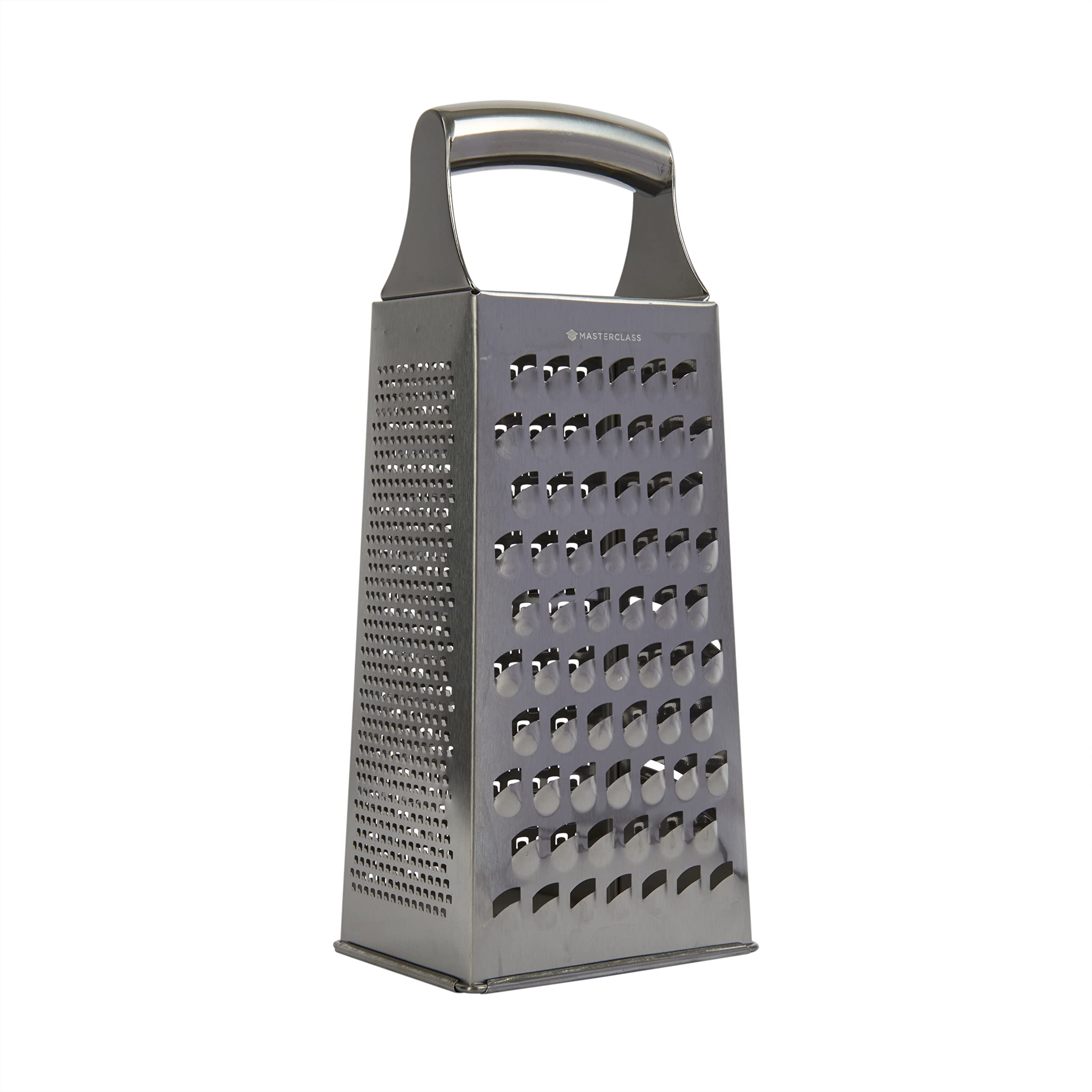 MasterClass Acid-Etched Stainless Steel Box Grater with Handle, 24 cm (9.5"), Silver