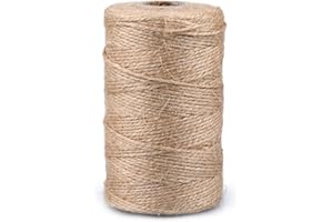jijAcraft Natural Jute Twine String 656 Feet, 1.5mm Hemp Twine for Gift Wrapping, Jute Twine String for Christmas, Halloween Crafts Gift, Handmade Arts, Garden Plants Decoration