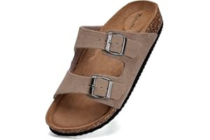 Torotto Womens Slides with Cork Footbed Open Toe Adjustable Webbing Flat Sandals for Walking | Beach | Indoor