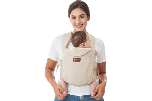 Momcozy WeeSnug Newborn Carrier, Lightweight Infant Wrap with Cross-Back Support and Lumbar Relief, Easy Hands-Free Baby Hold