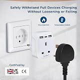 TechMax UK to USA Plug Adapter USB C Type G to B Travel for Canada Mexico White view 3