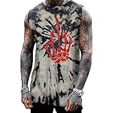 Mens Skull 3D Graphic Print Shirts Tank Tops Gym Workout Crew Neck Sleeveless Casual Shirts Tops