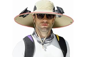 DASHENRAN Wide Brim Solar Fan Outdoor Fishing Hat-Solar & USB Charging,Outdoor Fishing Hat,Hat with Fan,Solar Fan Hat Upf50+