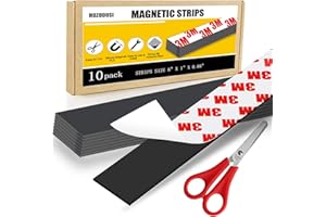 HOZODUSI Magnetic Tape with Adhesive Backing, Magnetic Strips Heavy Duty for Kitchen, Whiteboard, Fridge, and Tool Holder (6“x1” 10pack, Inches)