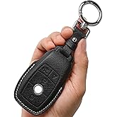 CISUI Genuine Leather Smart Key Fob Cover, Keychain Shell Compatible for Mercedes-Benz A, C, E, S, CLA, CLS, GLA, GLB, GLC, GLE, GLS, G Class 2017-2022 (4-Button,Black)