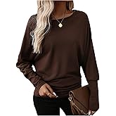 Verdusa Women's Ruched Dressy Casual Tops Cinched Waist Long Sleeve T Shirts Fall Clothes