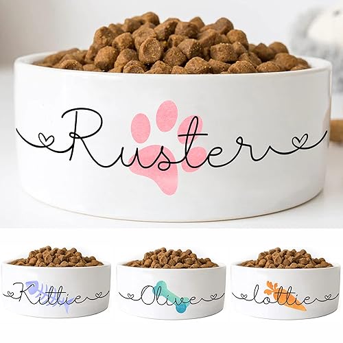 Personalized Ceramic Pet Bowls Custom Name Dog, Cat Rabbit