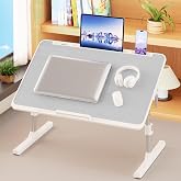 Adjustable Lap Desk, Foldable Laptop Desk for Bed, X-Large Lap Table | 23.6 x 15.7 Inches Bed Laptop Table, Laptop Stand for Couch &amp; Sofa, Laptop Tray for Adults Writing Reading Eating, Gray