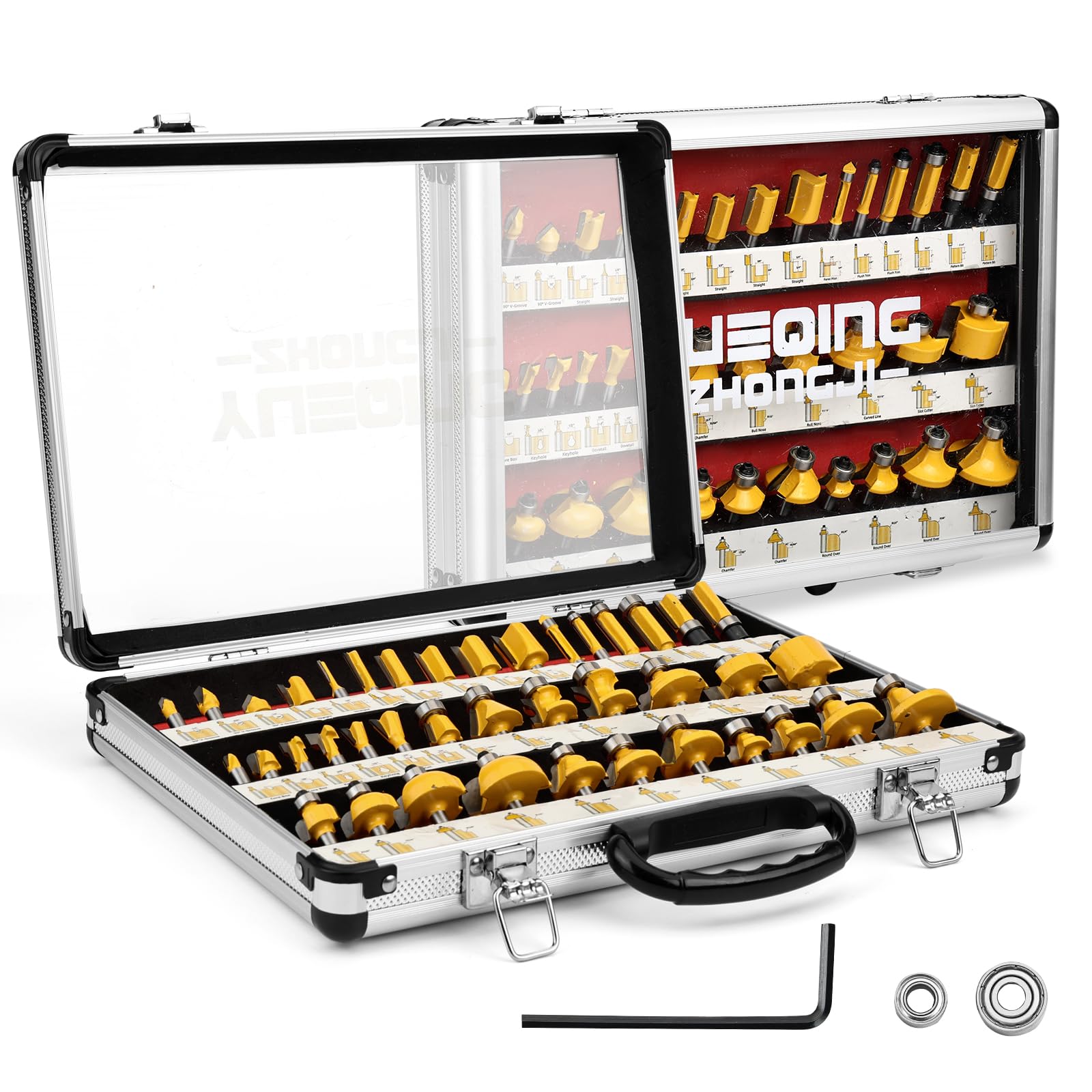 Yueqing Zhongji Router Bit Set of 40 Pieces Router bits 1/4 Inch Shank-6.35MM Shank 40pcs Expert Router Bit Kit C3 Alloy Blade Router bits for Precision Carving and Versatile Applications — image 1